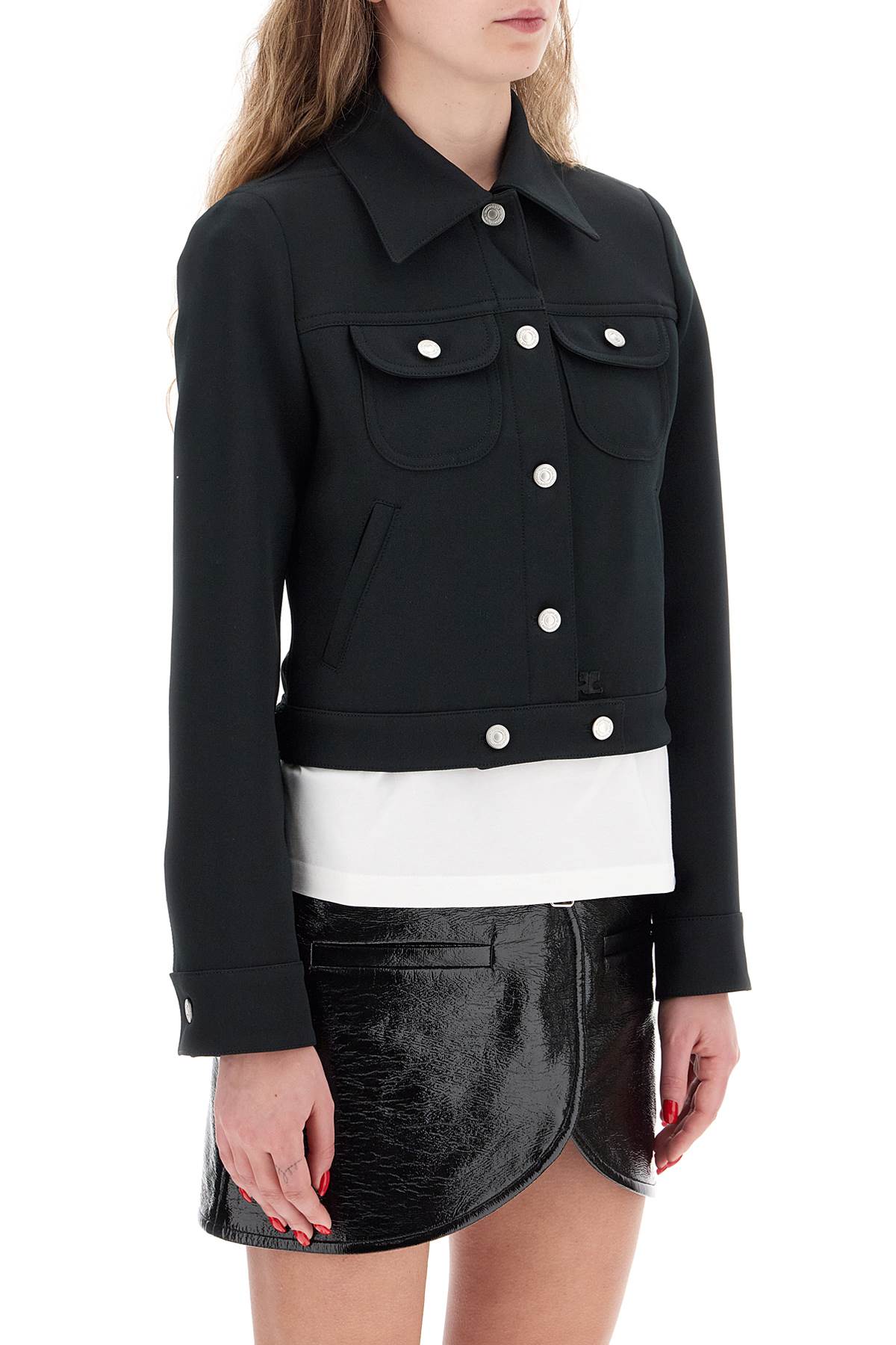 Shop Courrèges Twill Trucker Jacket In In Black (black)