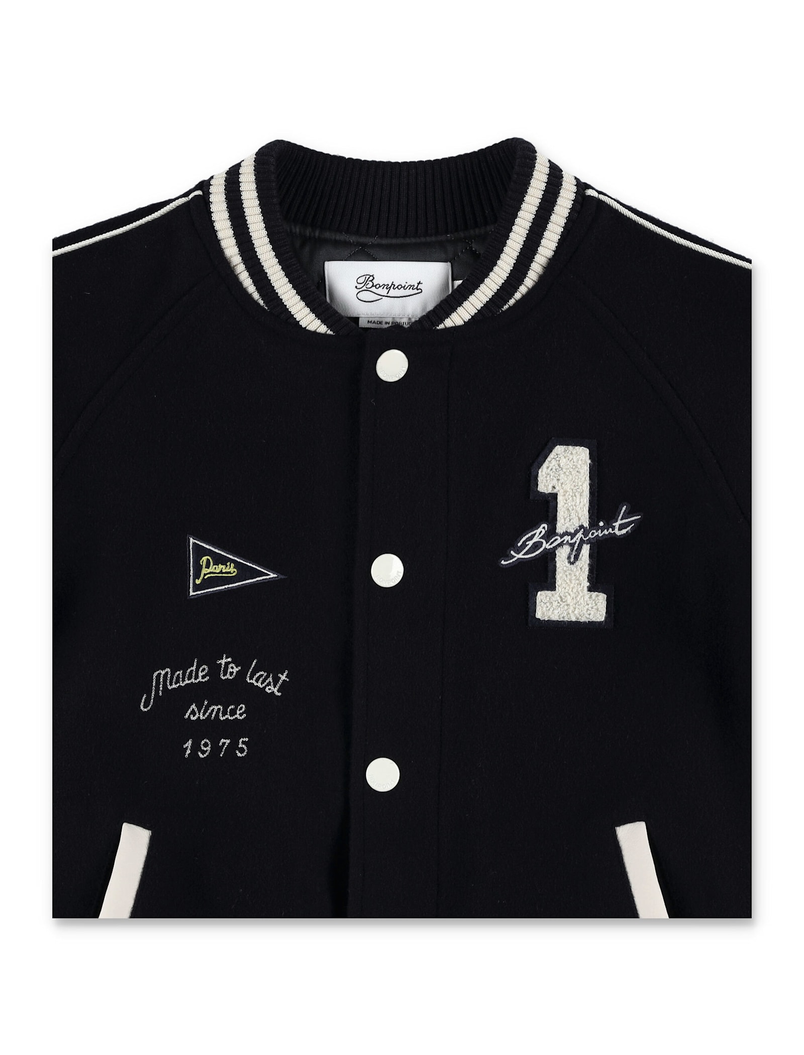 Bonpoint Virgin Wool-blend Varsity Jacket In Black