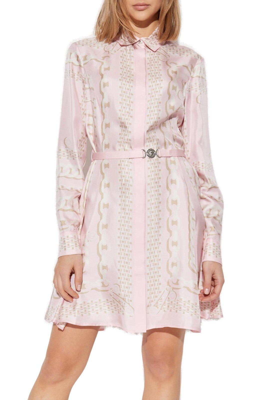 Versace Barocco Chain Pattern Mini Shirt Dress