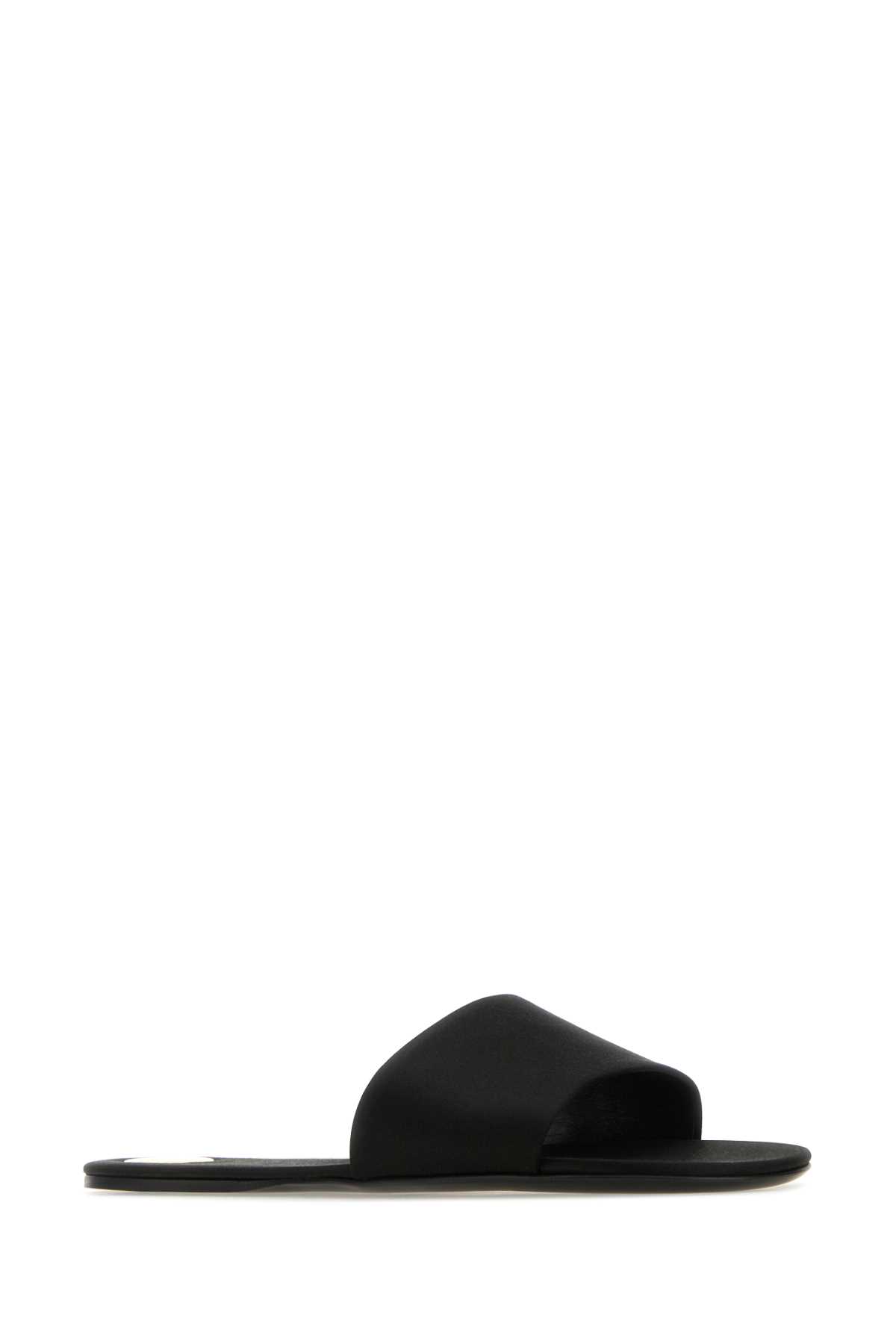 Shop Saint Laurent Black Satin Carlyle Slippers In Nero