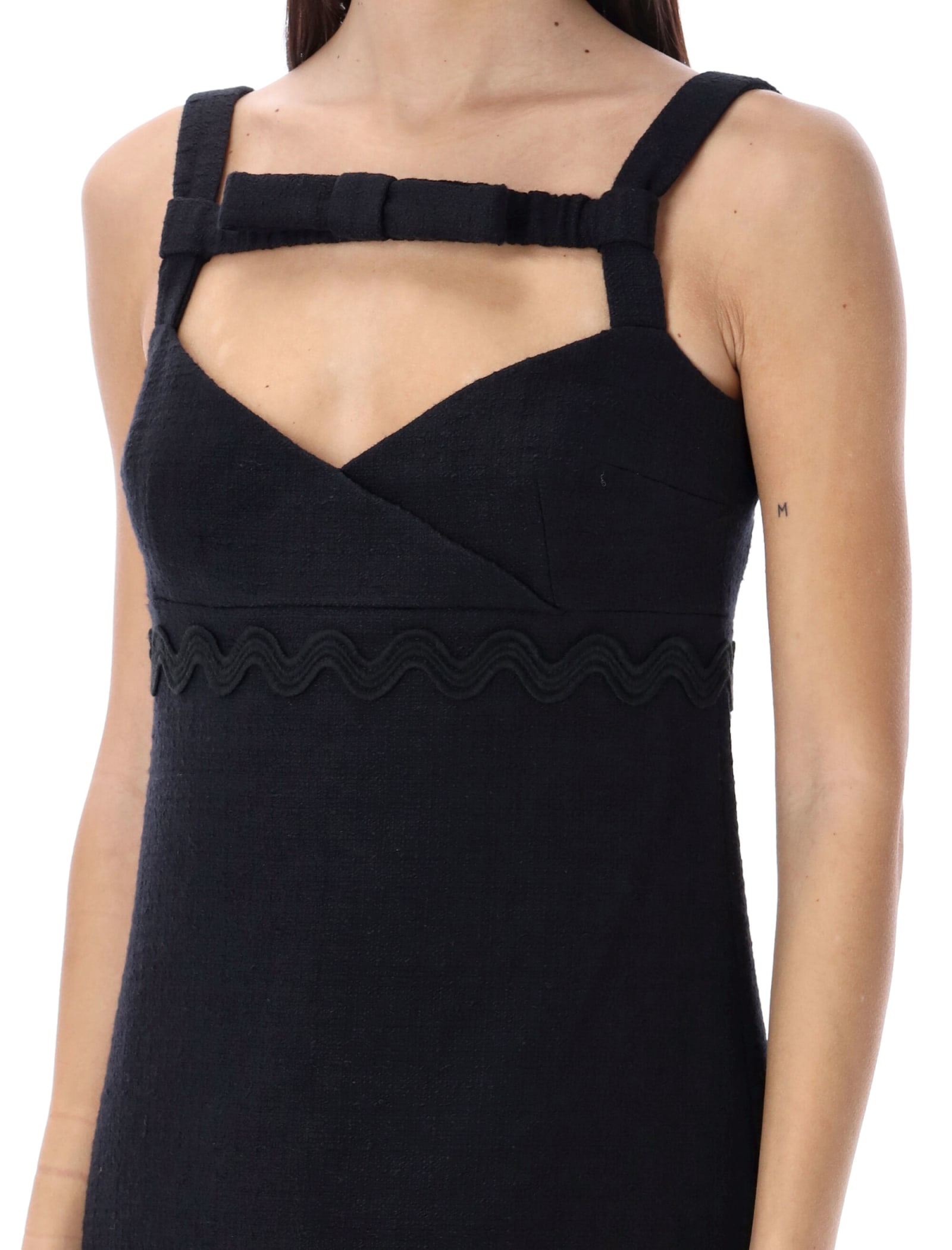 Shop Patou Bow Mini Dress In Black