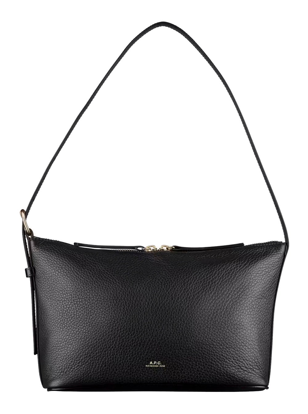 Apc Vera Black Shoulder Bag With Embossed Logo Lettering On The Front And Adjustable Shoulder Strap In G