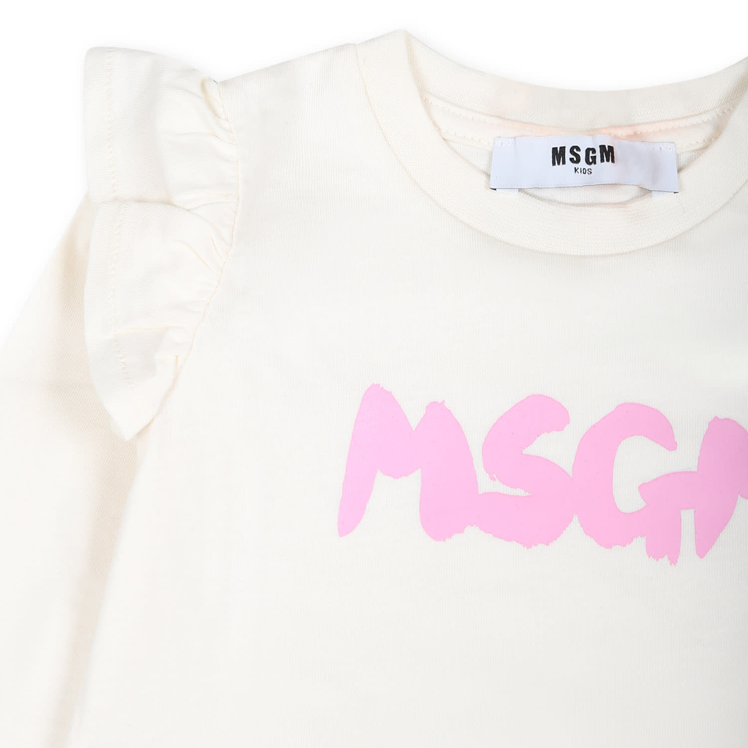 MSGM IVORY SUIT FOR BABY GIRL WITH LOGO 