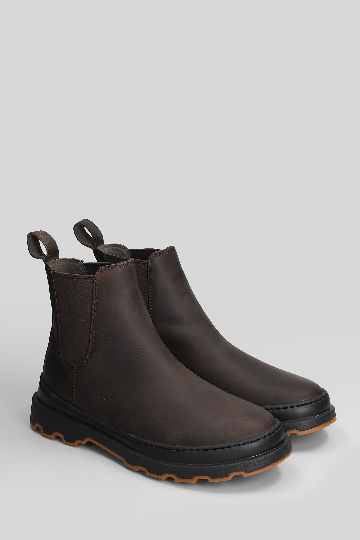 Camper Brutus Ankle Boots In Brown Leather In Multi