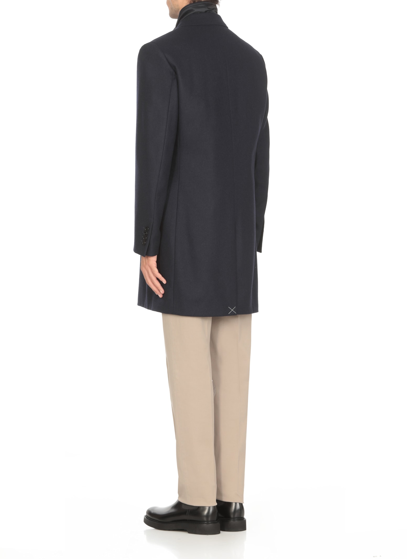 Fay Three-button Detachable-collar Coat In Blue