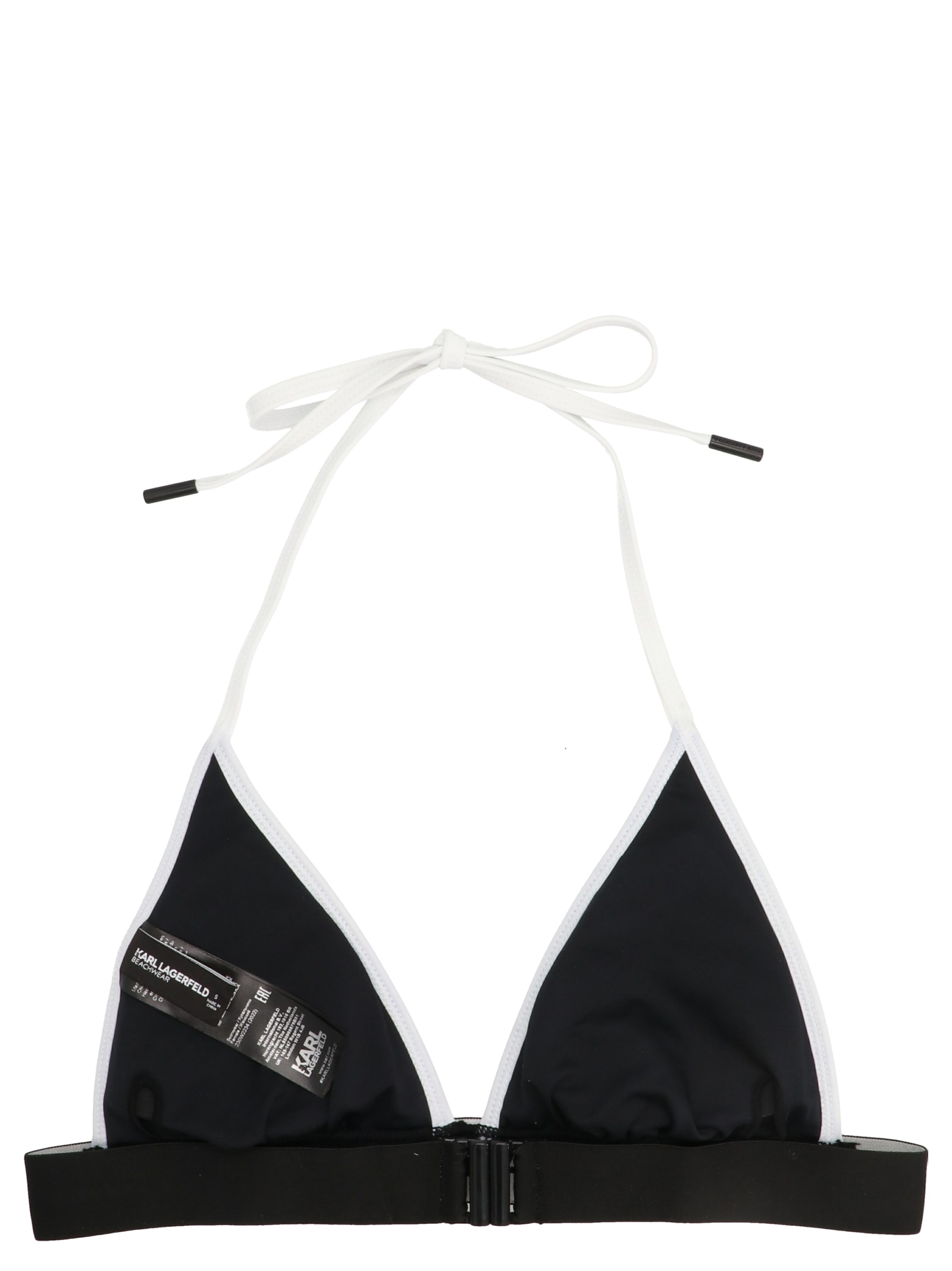 Shop Karl Lagerfeld Karl Logo Bikini Top In White/black