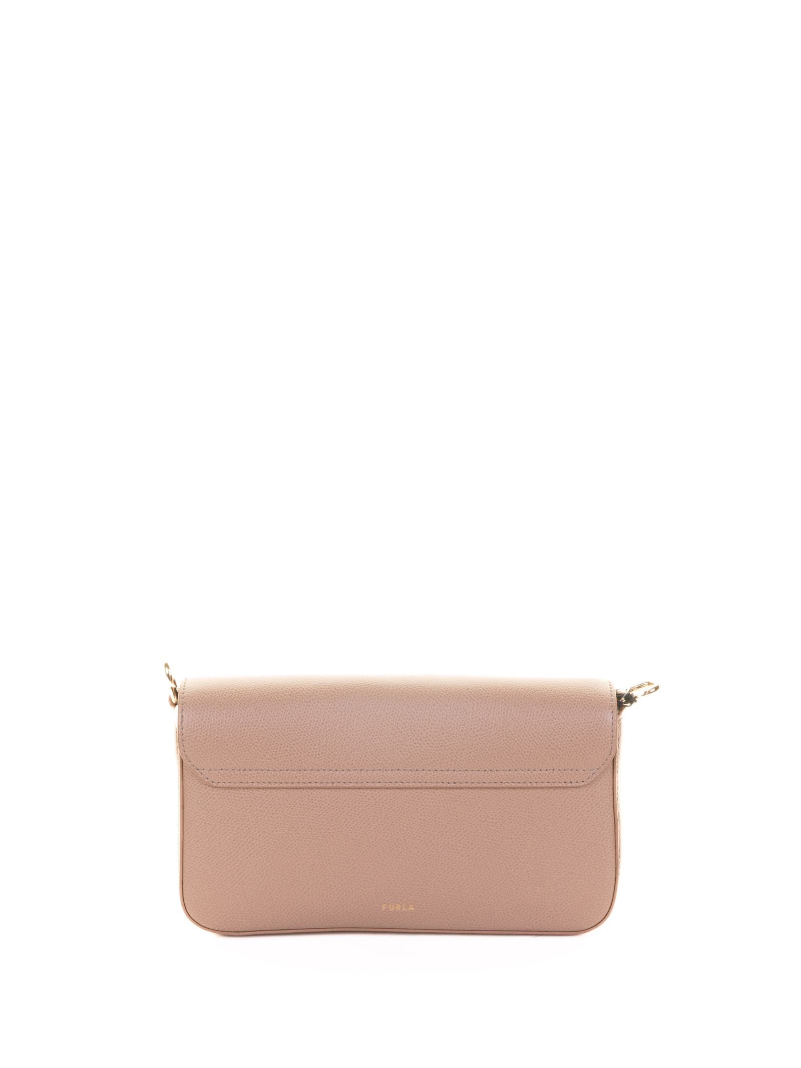 Furla Lock-detail Leather Shoulder Bag In Gray