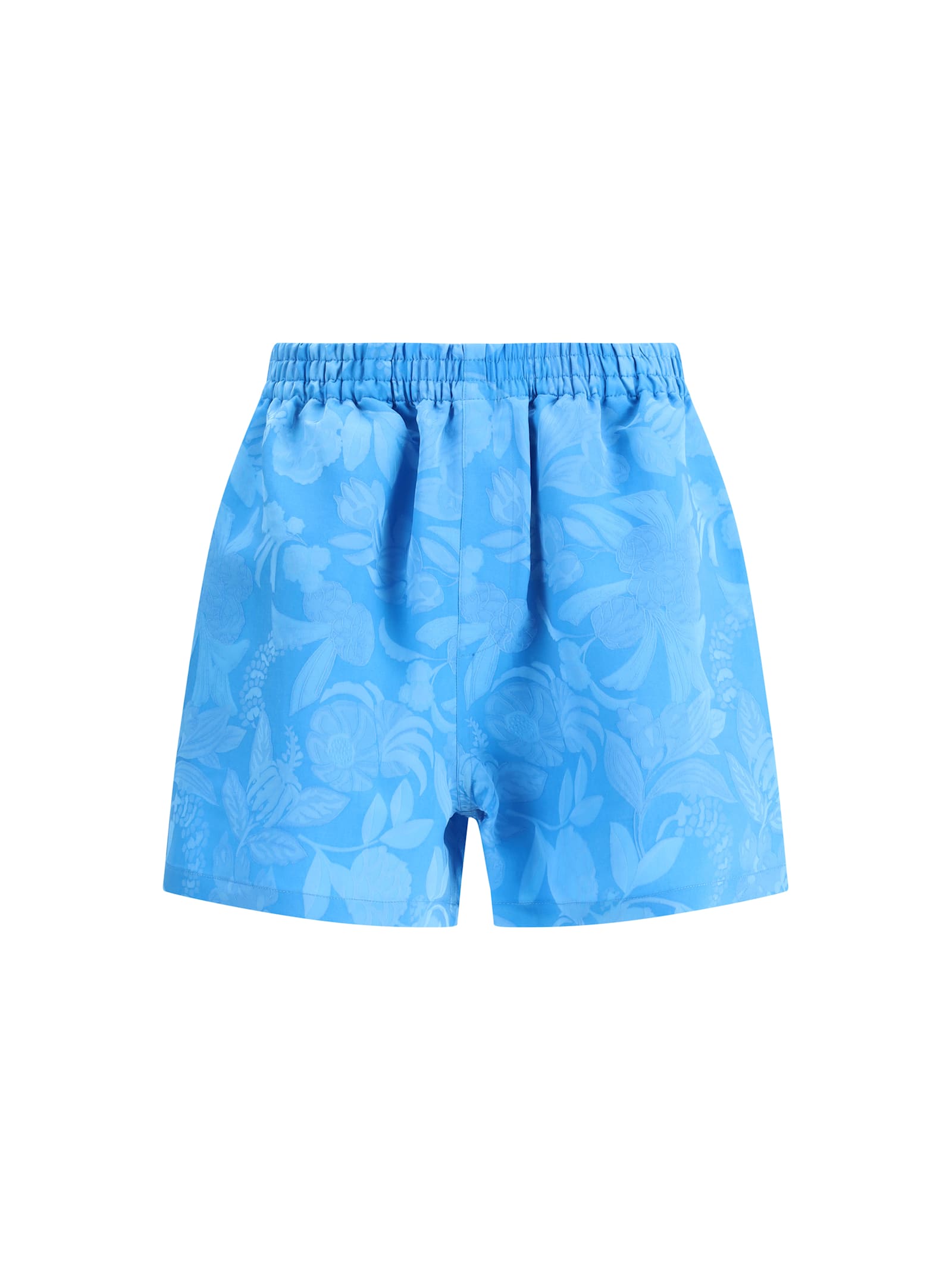 Balenciaga Floral-print Elastic-waist Shorts In Blue