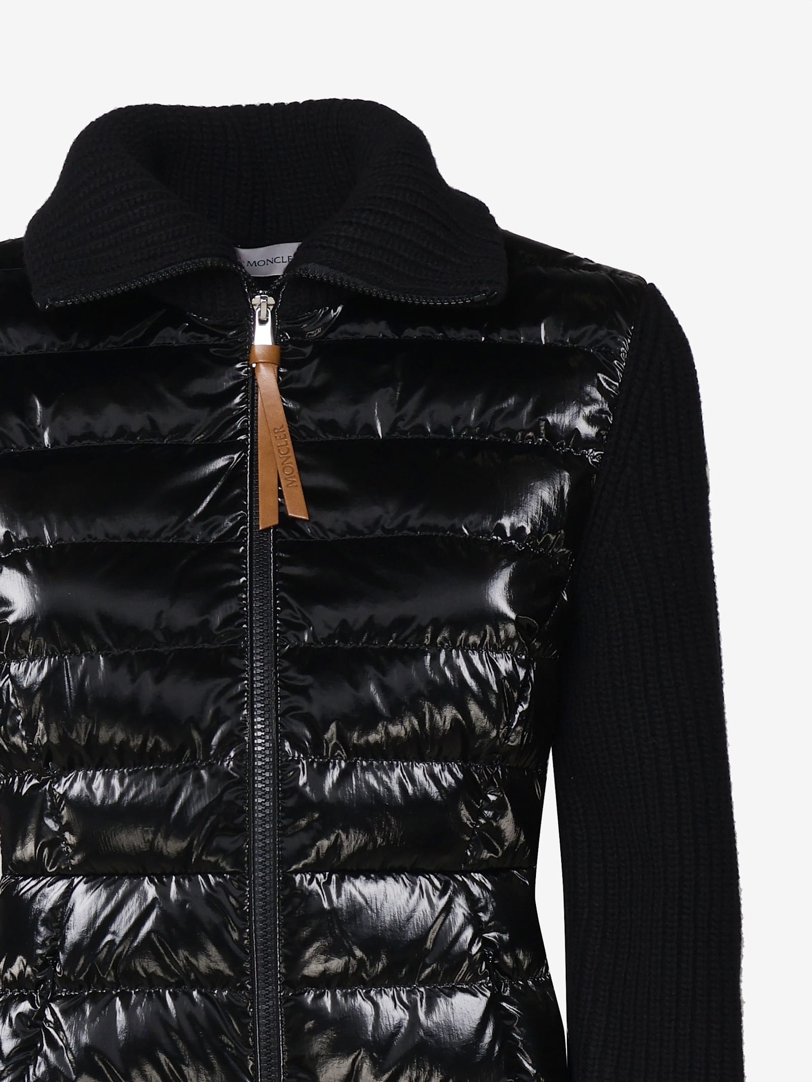 Shop Moncler Padded Zip Cardigan In Black