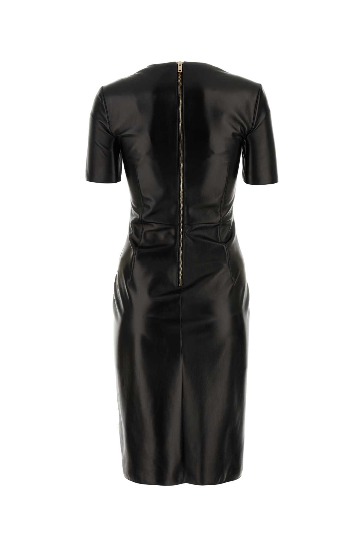 Prada Black Nappa Leather Dress In Nero