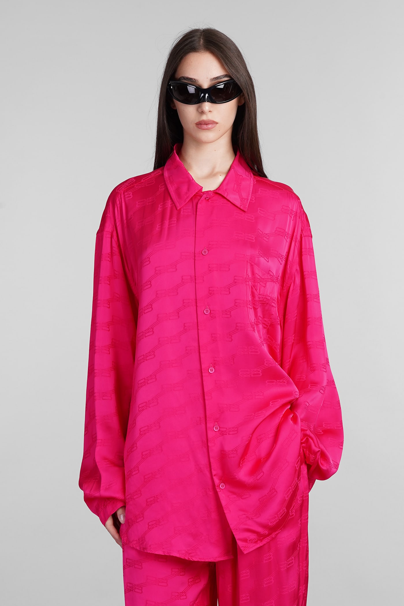 Shop Balenciaga Shirt In Fuxia Viscose