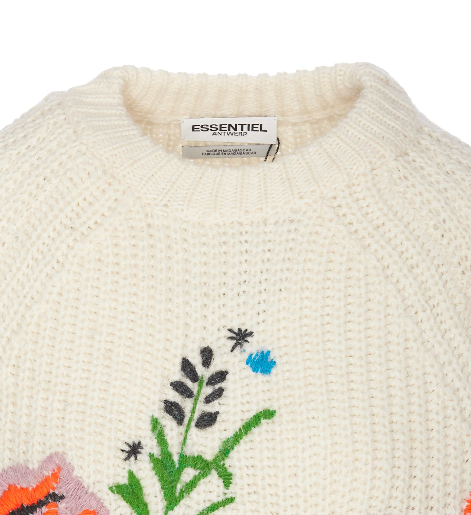 Shop Essentiel Antwerp Glossy Embroidered Sweater In White