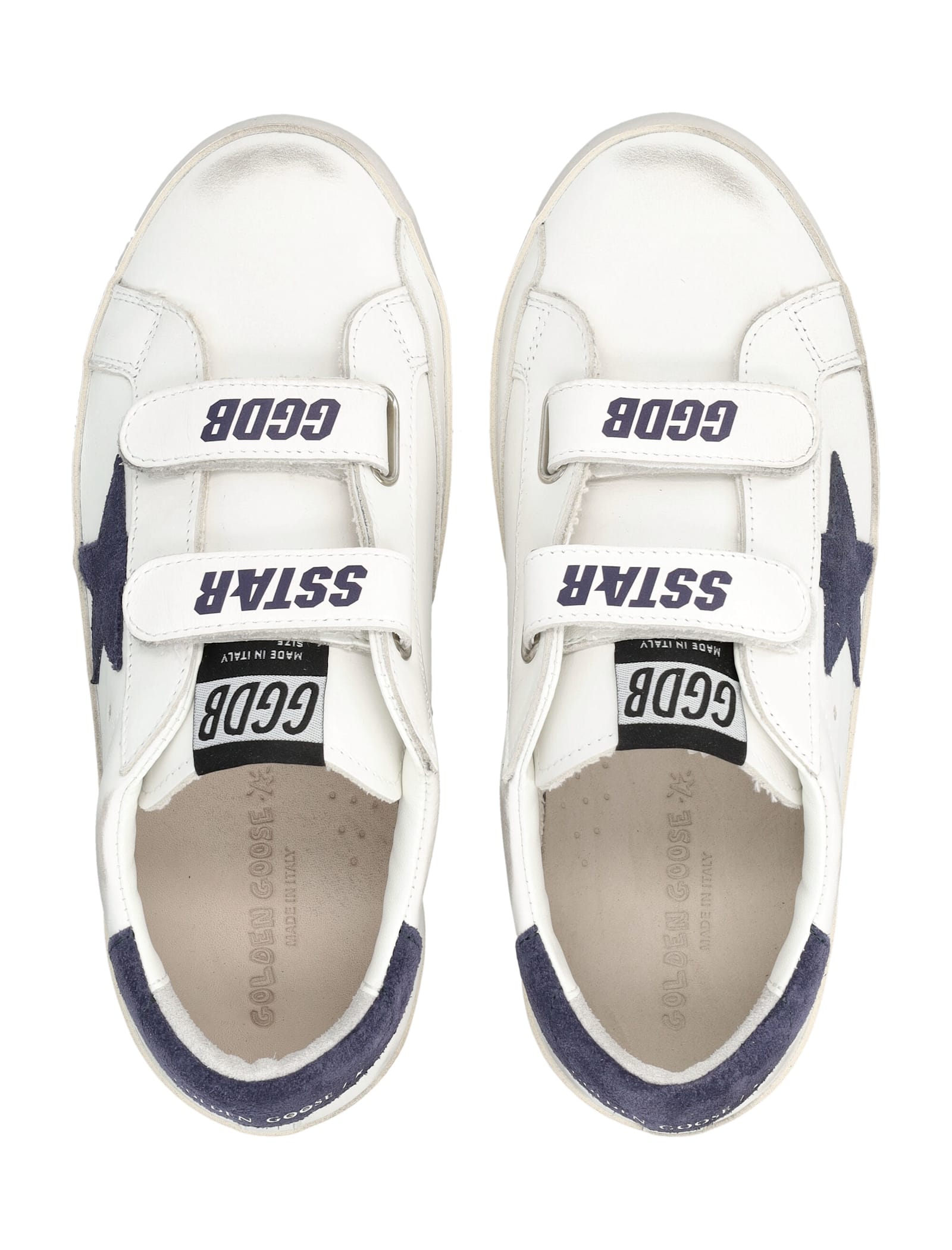 Golden Goose Kids Old School White And Blue Depths Sneakers In White