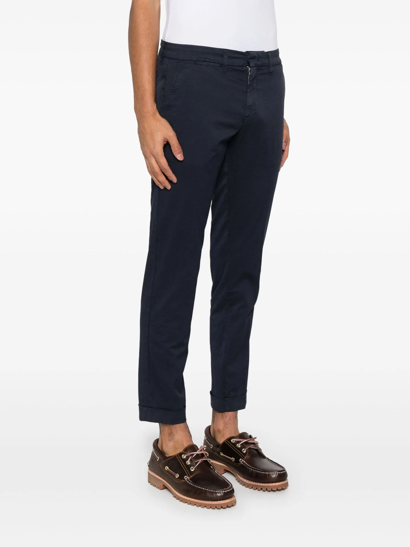 Fay Tailored Capri Pants With Pockets In Blue