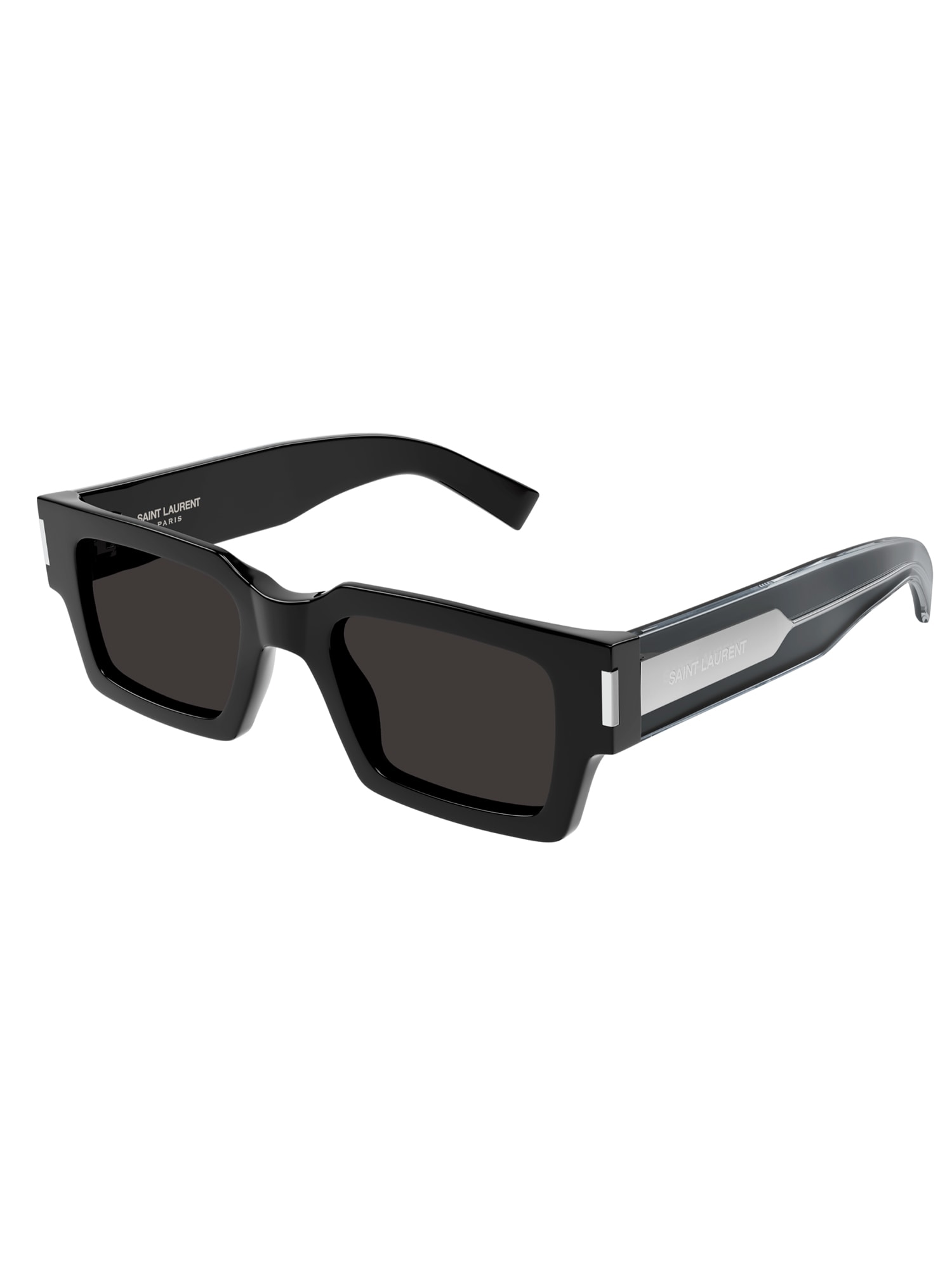 Shop Saint Laurent Sl 572 Sunglasses In Black Crystal Grey