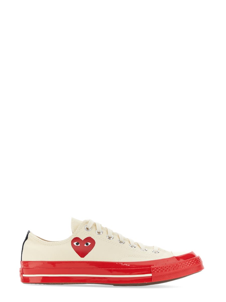 Shop Comme Des Garçons Play Heart Print Sneaker In White