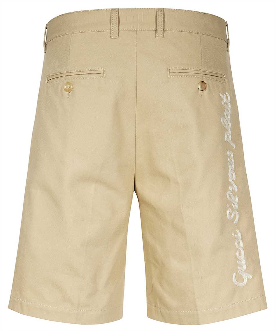 Shop Gucci Cotton Bermuda With Pleats In Beige