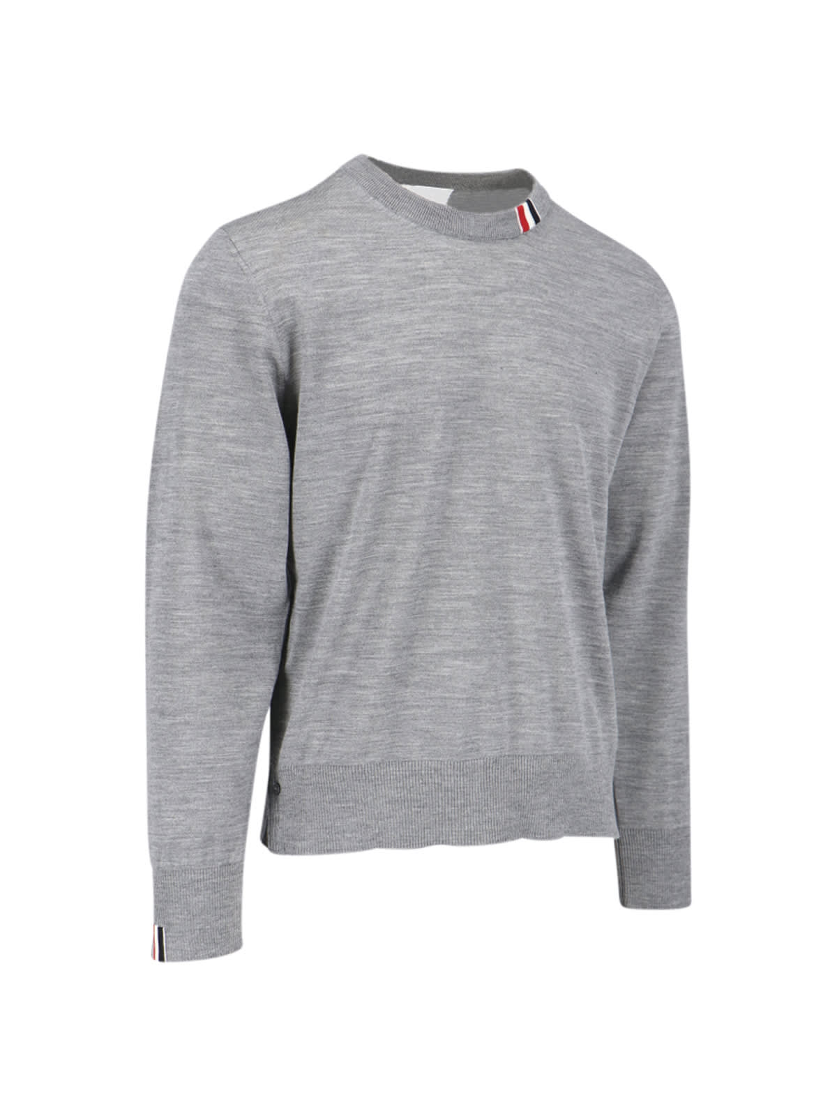 Shop Thom Browne Tricolor Detail Sweater In Gray