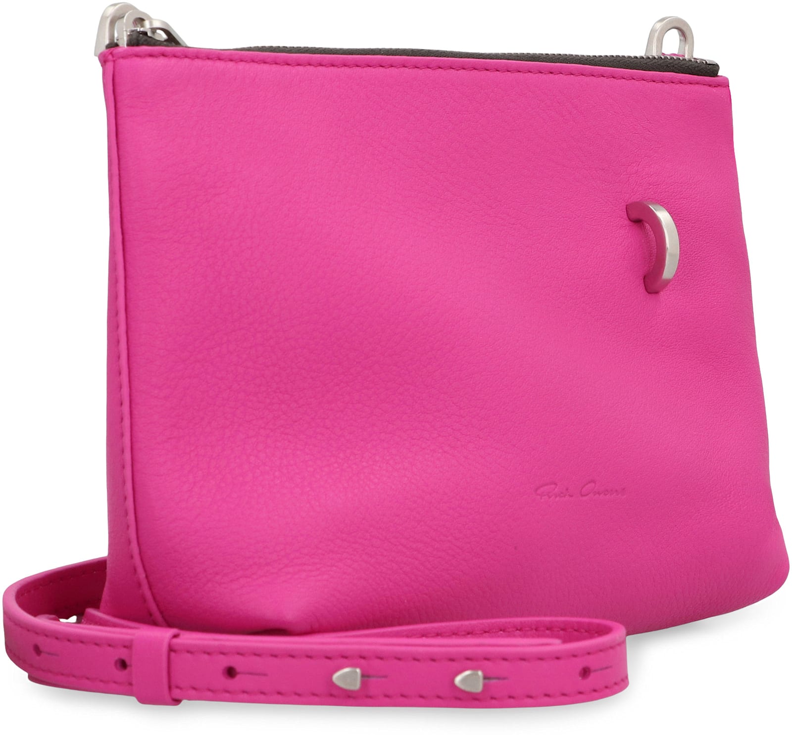 Rick Owens Mini Leather Shoulder Bag With Adjustable Strap In Pink