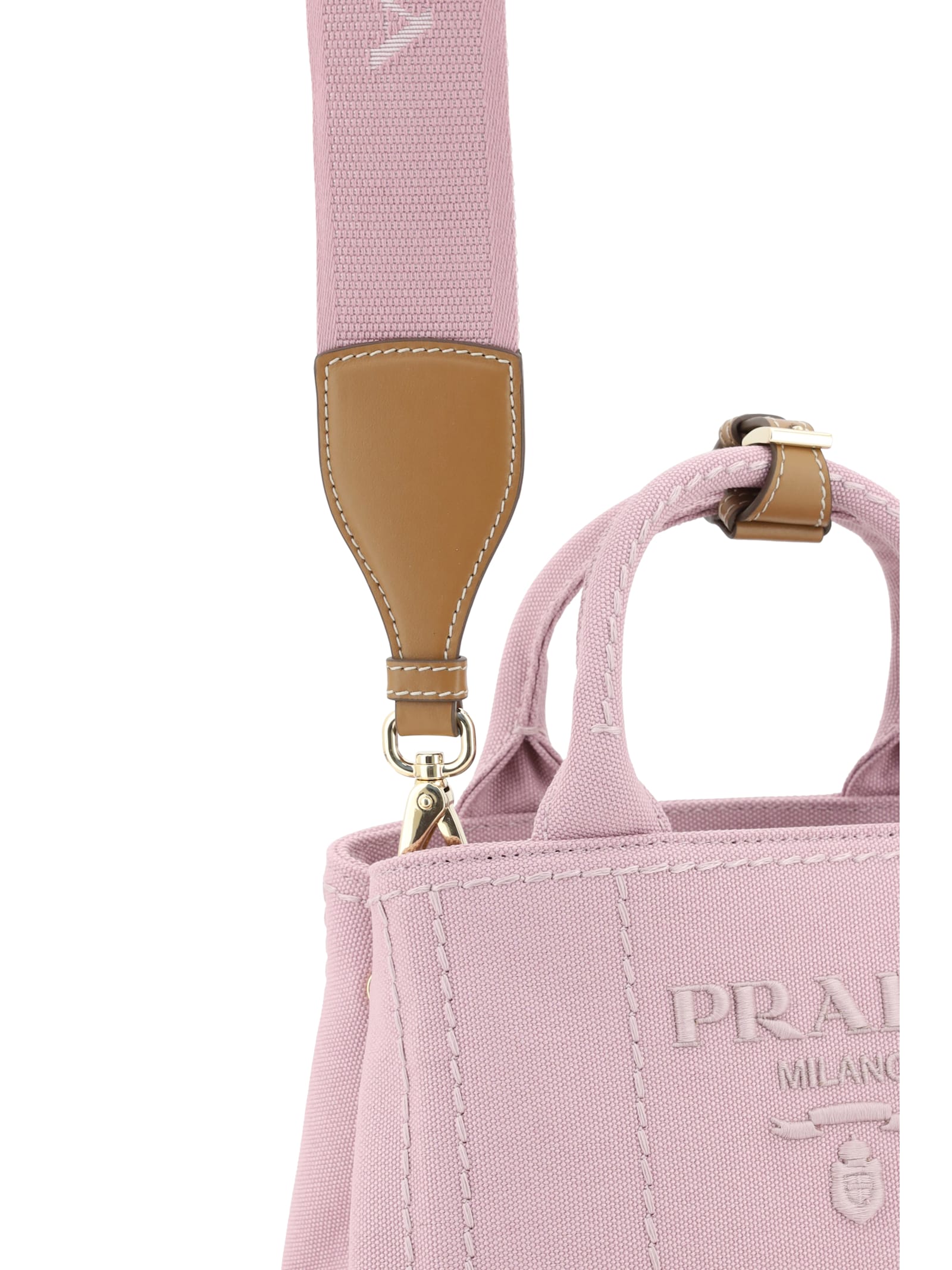 Prada Structured Shoulder Bag Key Ring In Alabastro C