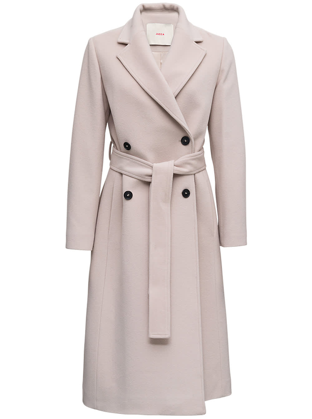 Jucca Long White Wool Blend Coat With Belt
