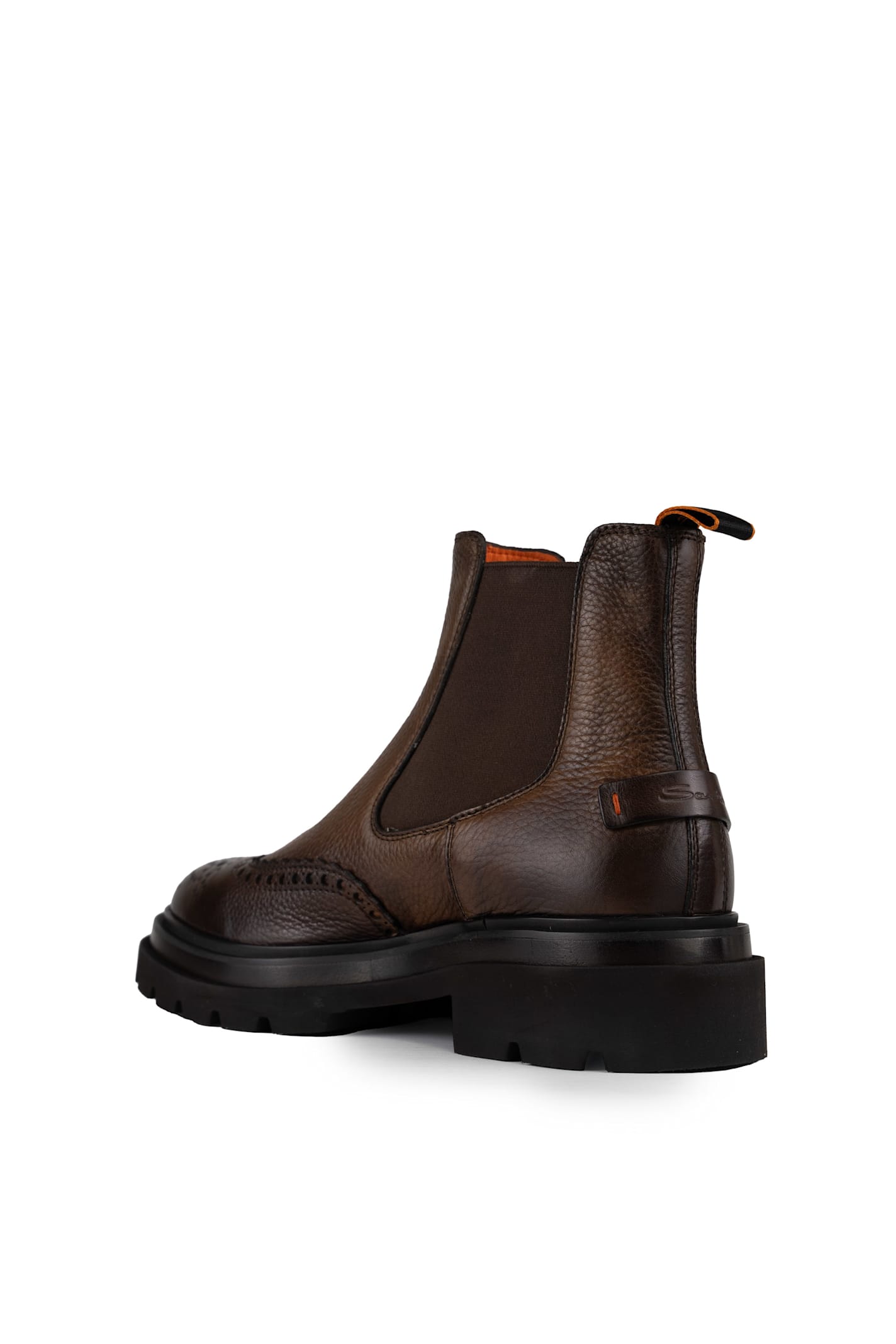 Shop Santoni Dark Brown Leather Tank Boot In Marrone