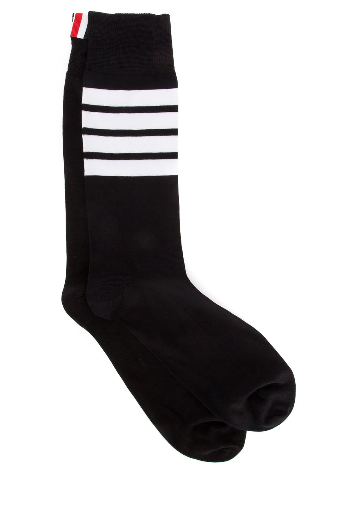 Shop Thom Browne Mid Calf Socks W/ 4b In 001