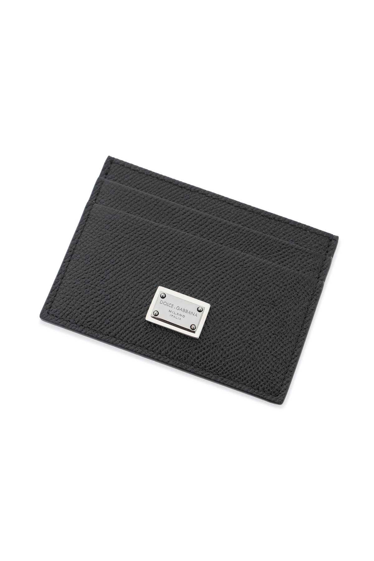 Shop Dolce & Gabbana Leather Card Holder With Logo Plate In Nero (black)