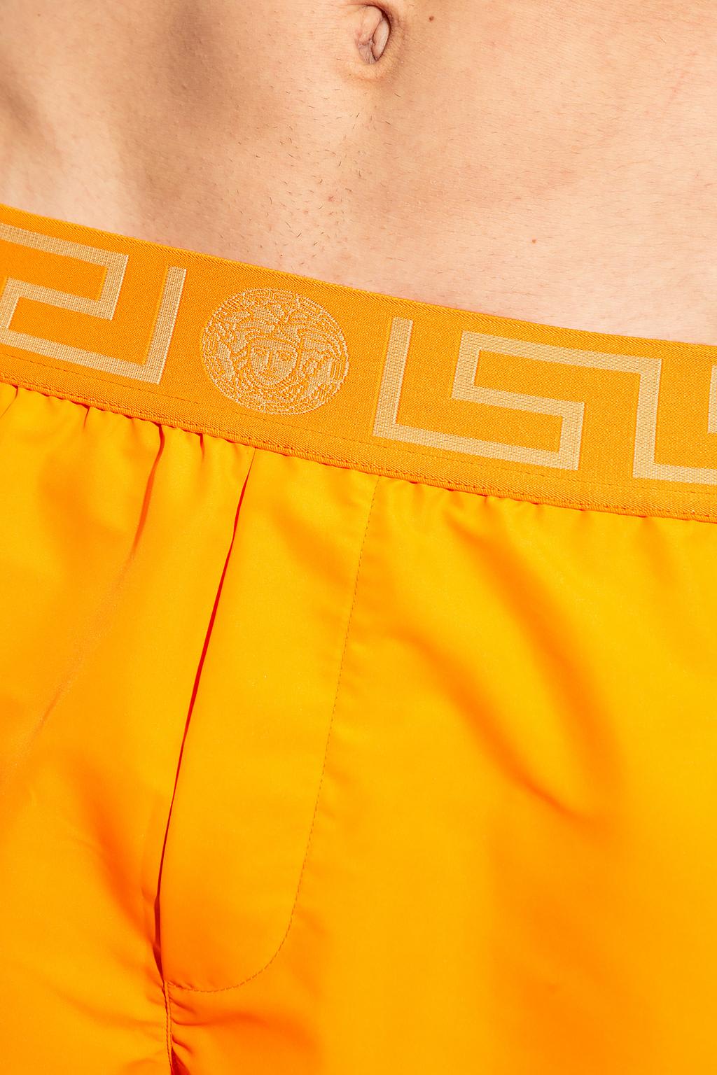 Shop Versace Swimming Shorts In Orange