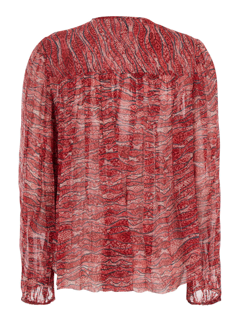 Shop Isabel Marant Étoile Advika Red Semi-transparent Shirt With All-over Print In Viscose Woman
