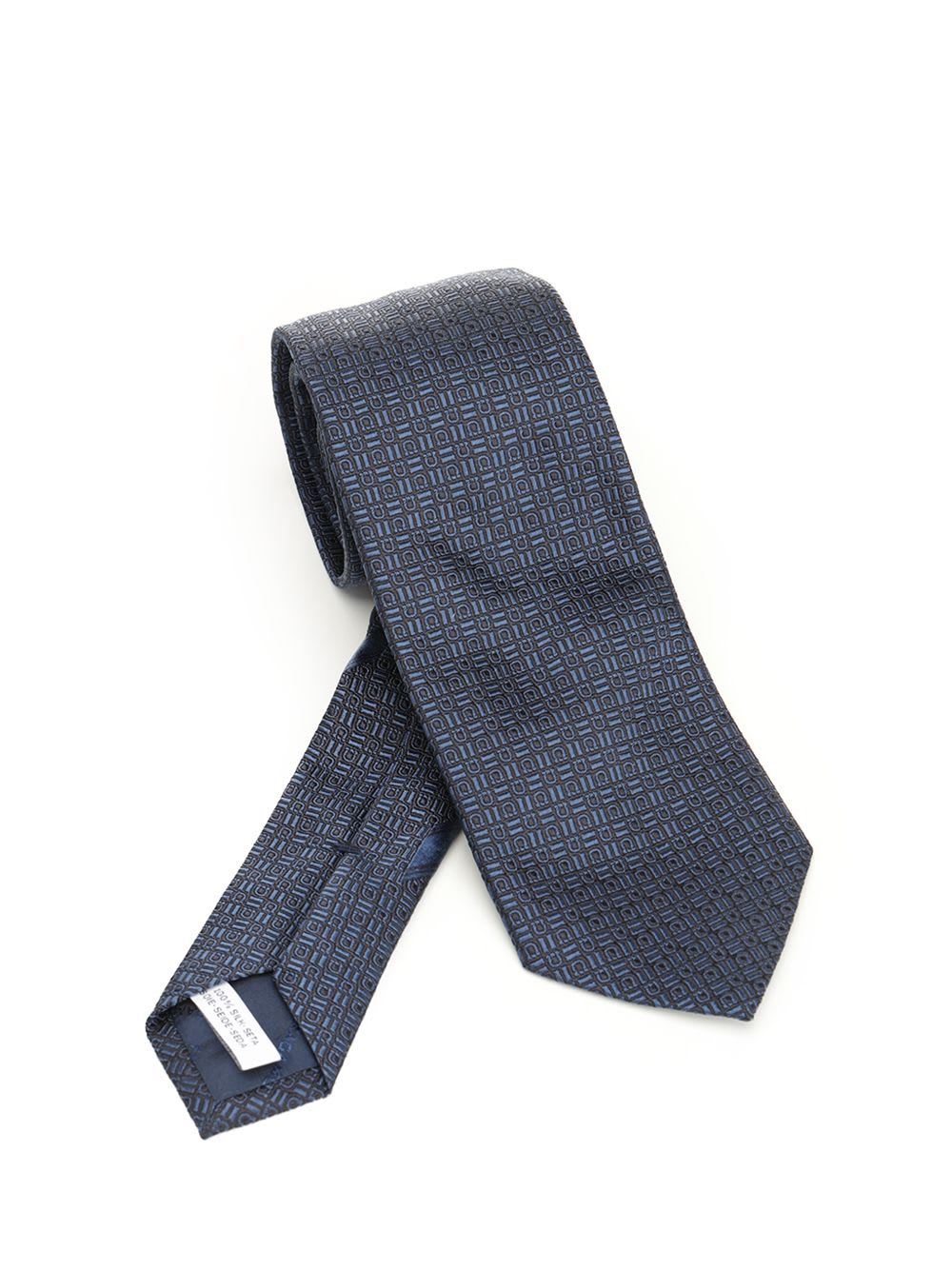 Ferragamo Gancini Graphic Jacquard Tie In Blue