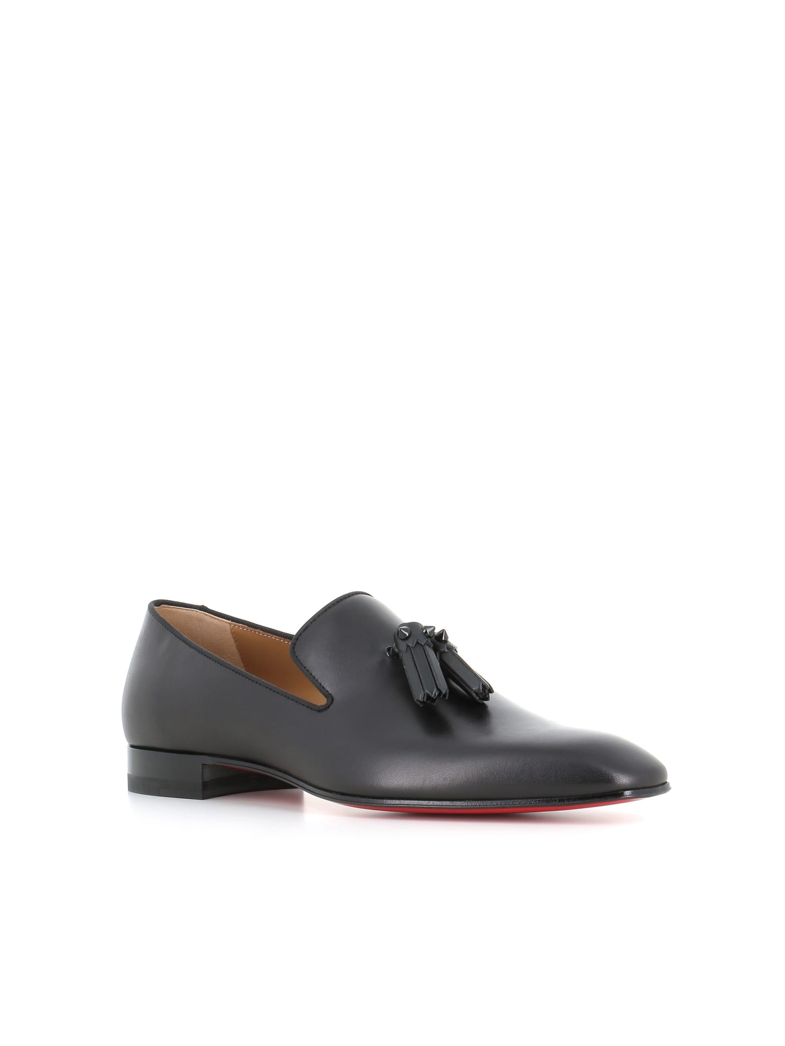 Shop Christian Louboutin Slipper With Tassels Dandelion Flat In Black