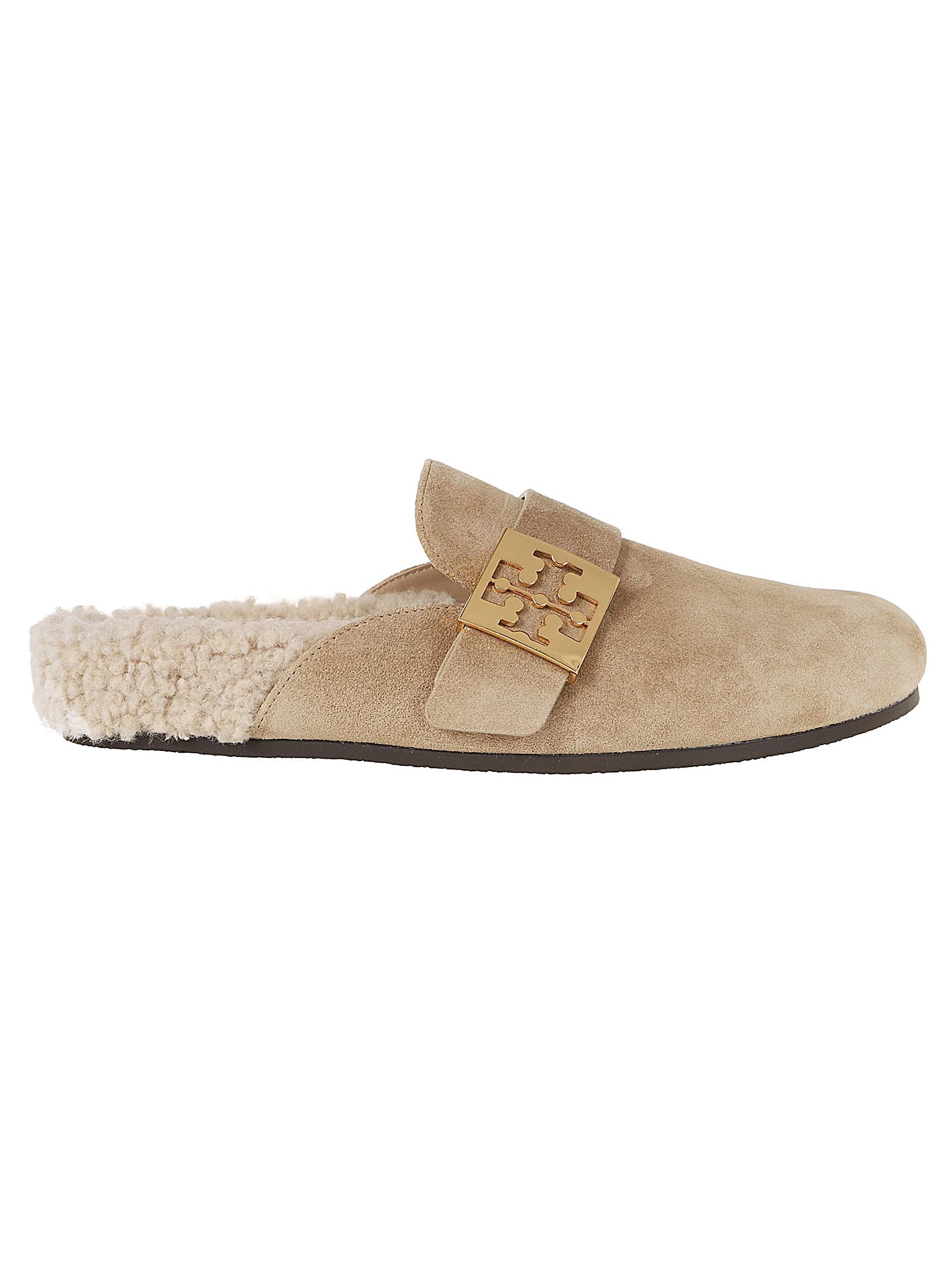 Shop Tory Burch Mellow Shearling Mule In Noisette Taupe