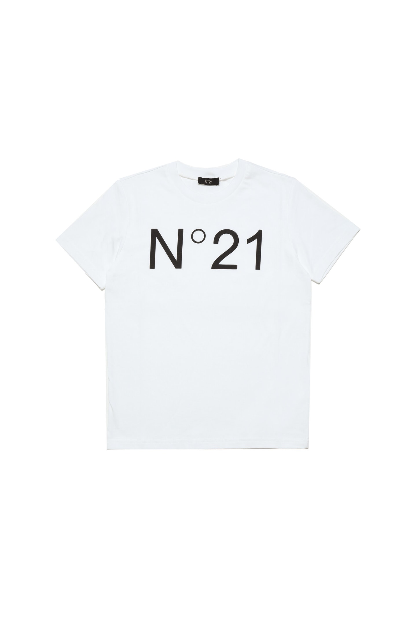 N°21 Kids' N21t96u T-shirt N21 White Jersey T-shirt With Logo In Bianco