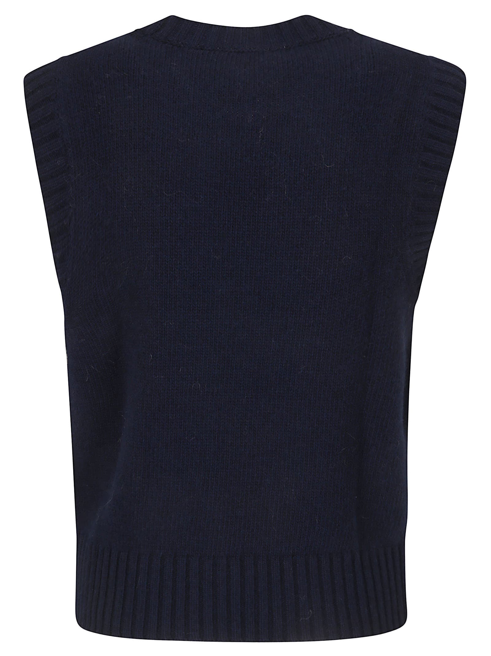 Shop Ganni Graphic Soft Wool Mix Vest In Sky Captain