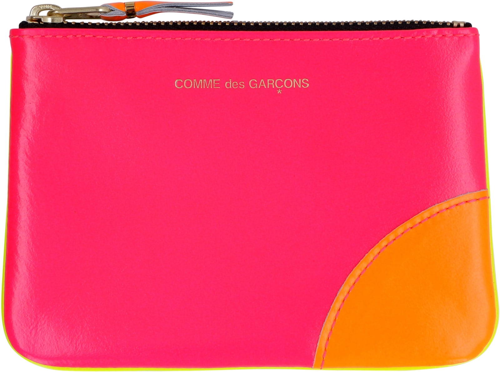 Shop Comme Des Garçons Small Leather Flat Pouch In Multicolor