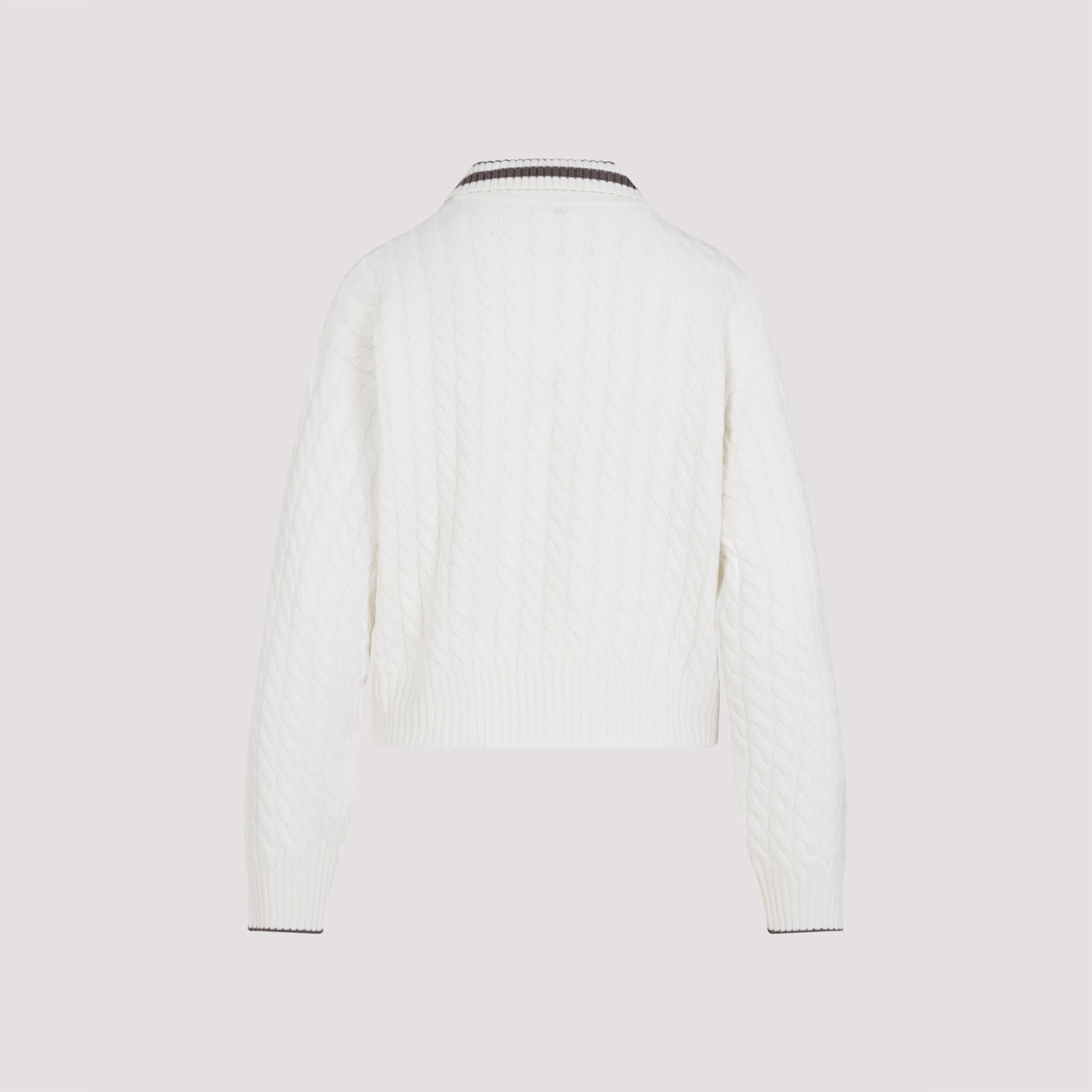 Brunello Cucinelli Sport Club Pullover With White Cashmere In White
