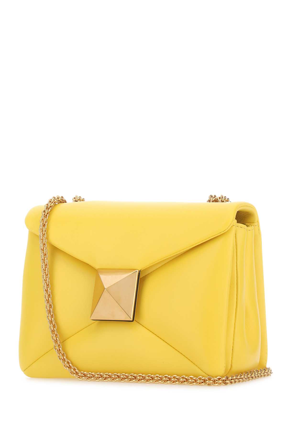 Shop Valentino Yellow Nappa Leather One Stud Shoulder Bag In Kn8