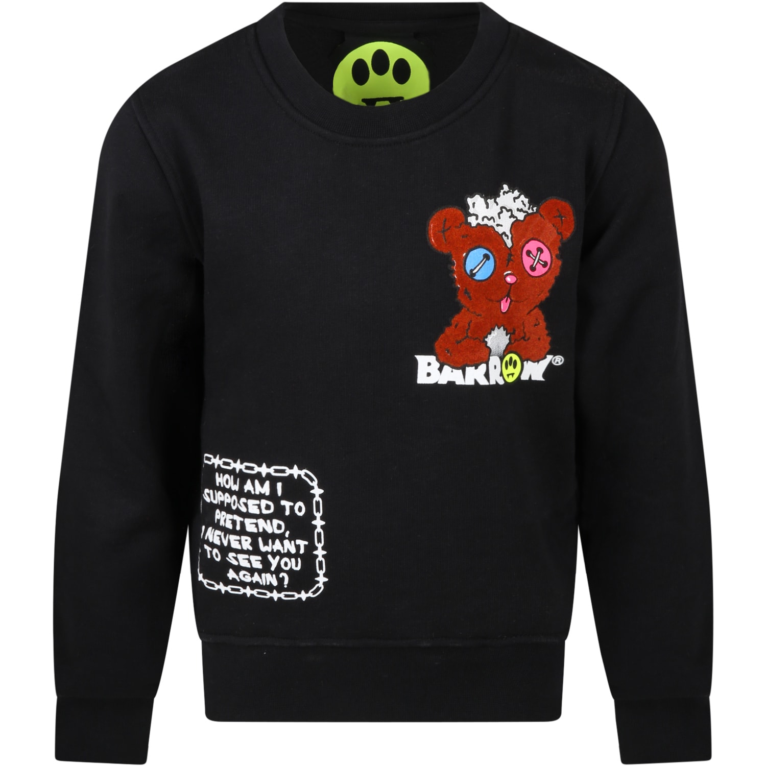 Barrow Black Sweatshirt For Kids With Red Bear And Logo