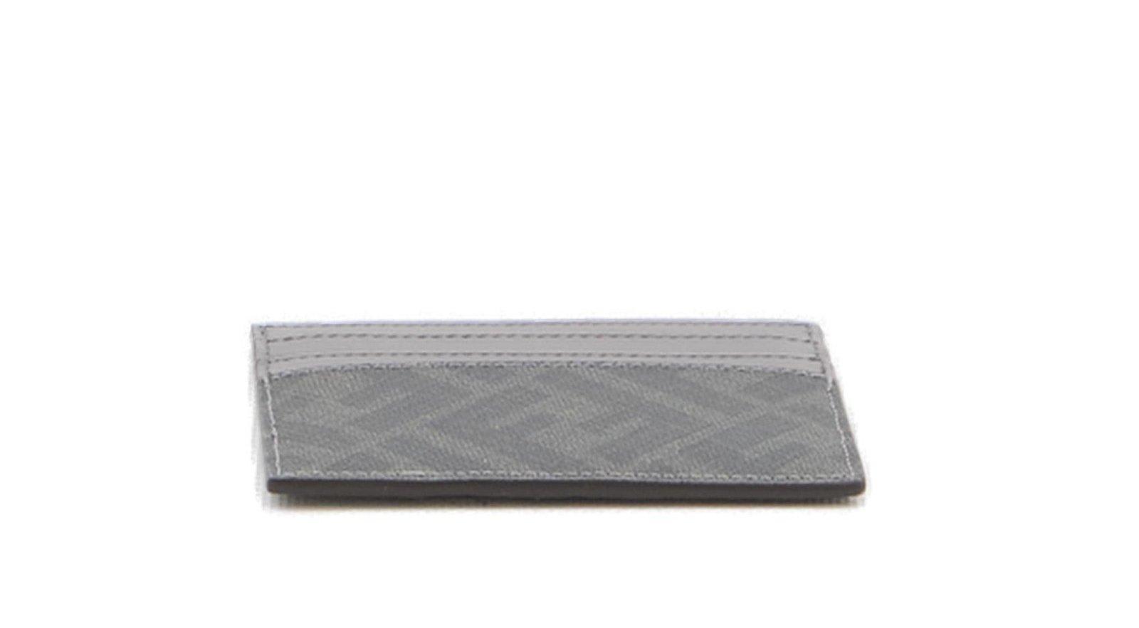 Shop Fendi Diagonal Ff Printed Card Holder In Grey