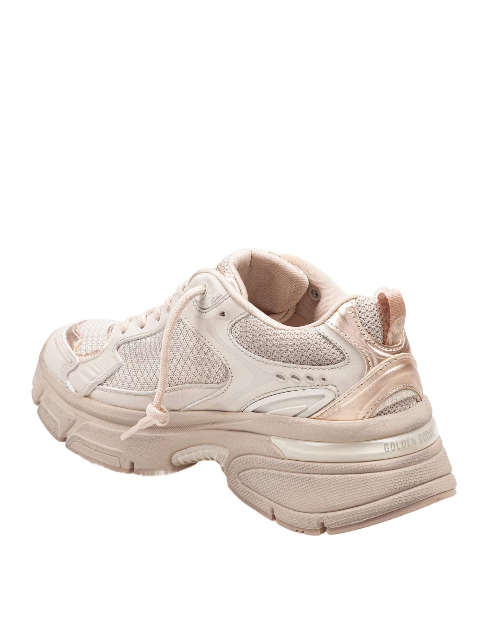 Golden Goose Lightstar Leather And Mesh Sneakers Colour Taupe In Multi