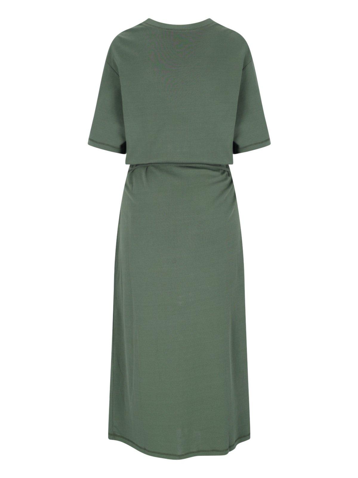 Shop Lemaire Cord Belt Dropped Shoulder Maxi Dress In Smoky Green