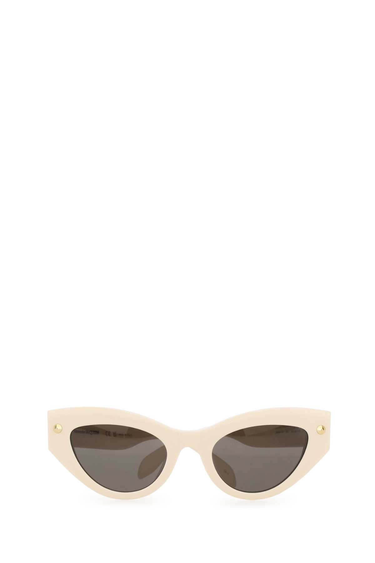 Shop Alexander Mcqueen Ivory Acetate Spike Studs Sunglasses In 9134