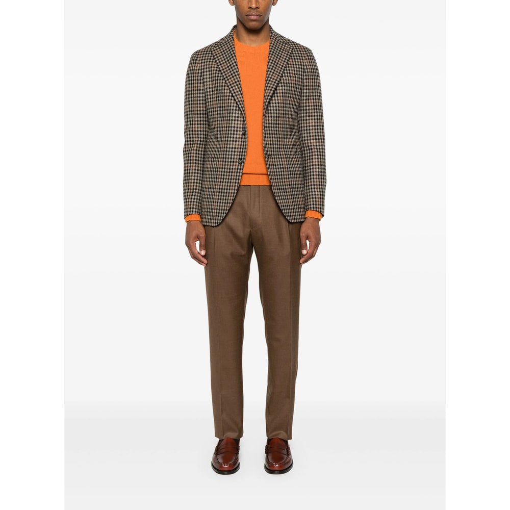 Tagliatore Check Blazer In Brown
