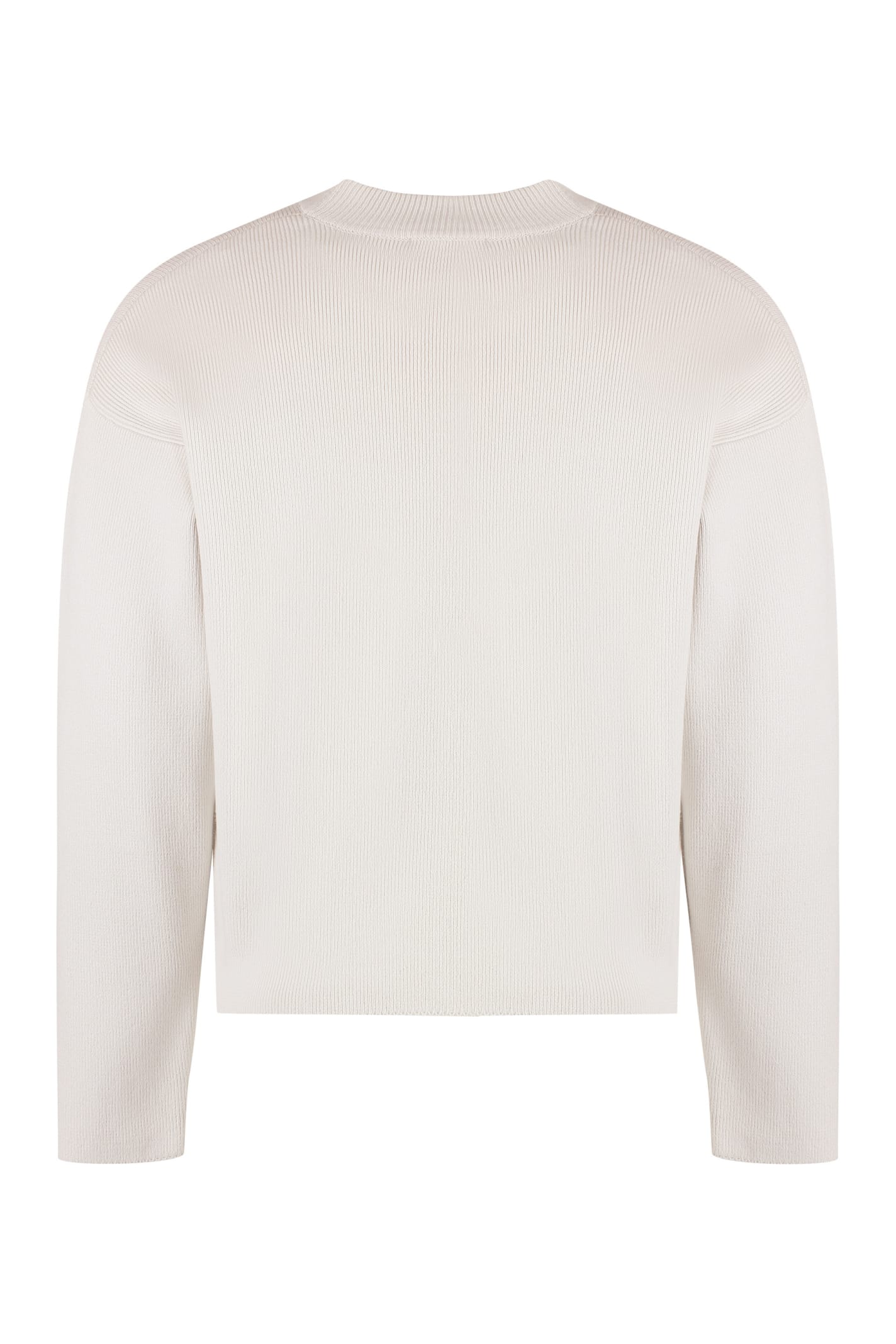 Shop Ami Alexandre Mattiussi Cotton Blend Crew-neck Sweater In Ecru