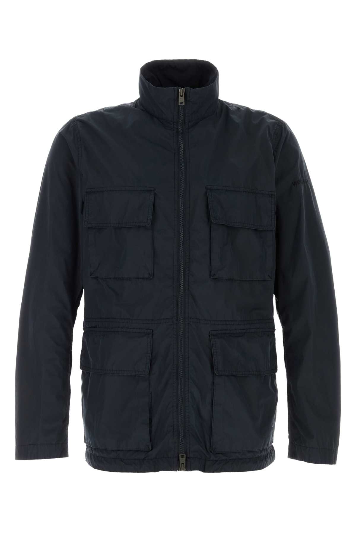 Woolrich Navy Blue Polyester Urban Field Jacket In Meltonblue