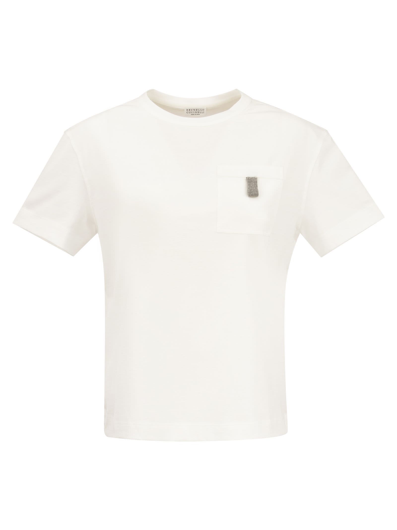 Brunello Cucinelli Lightweight Cotton Jersey T-shirt With precious Pocket Loop