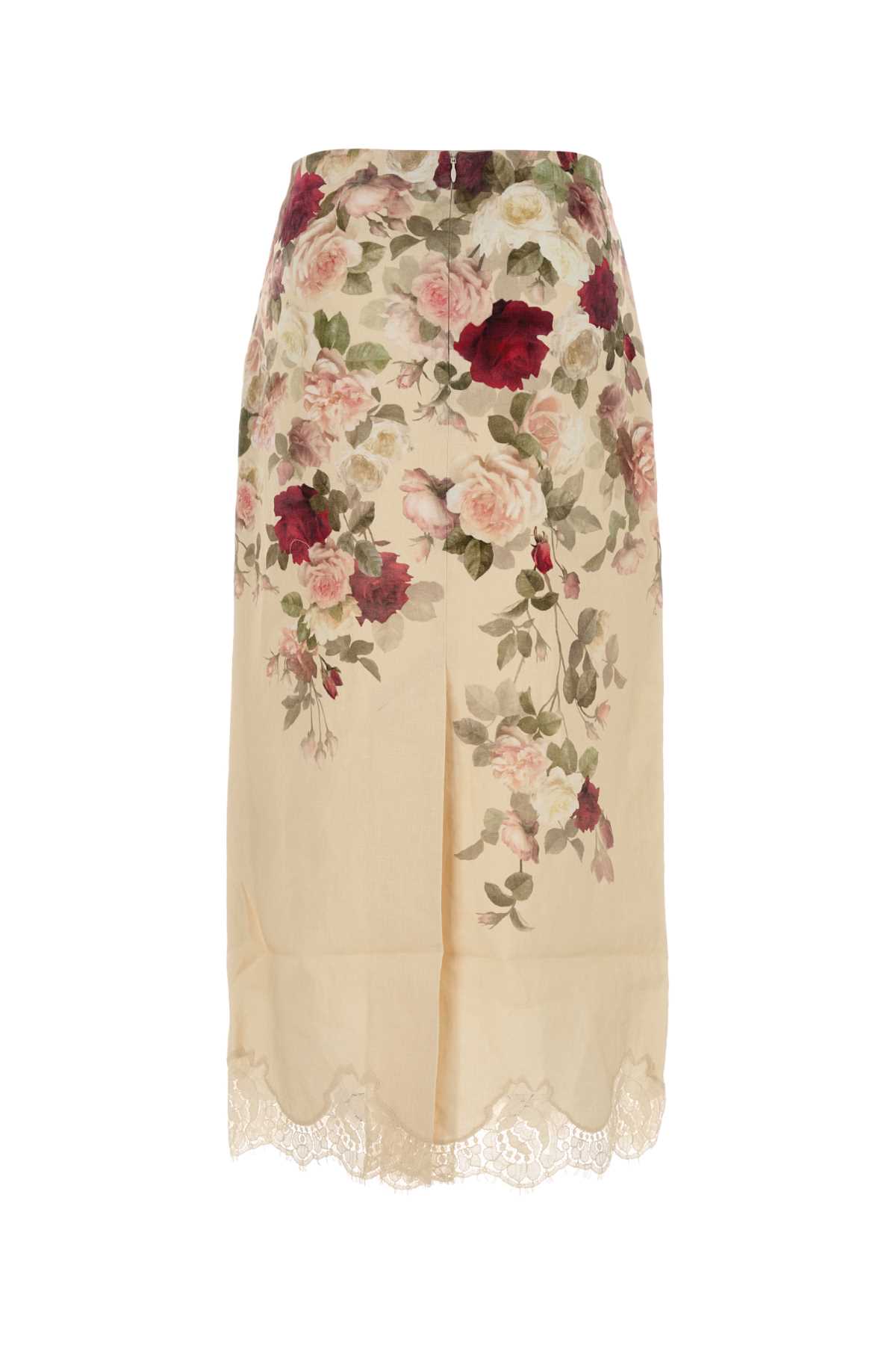 Zimmermann Cream Cascade Print Hypnotic Pencil Skirt In Multi