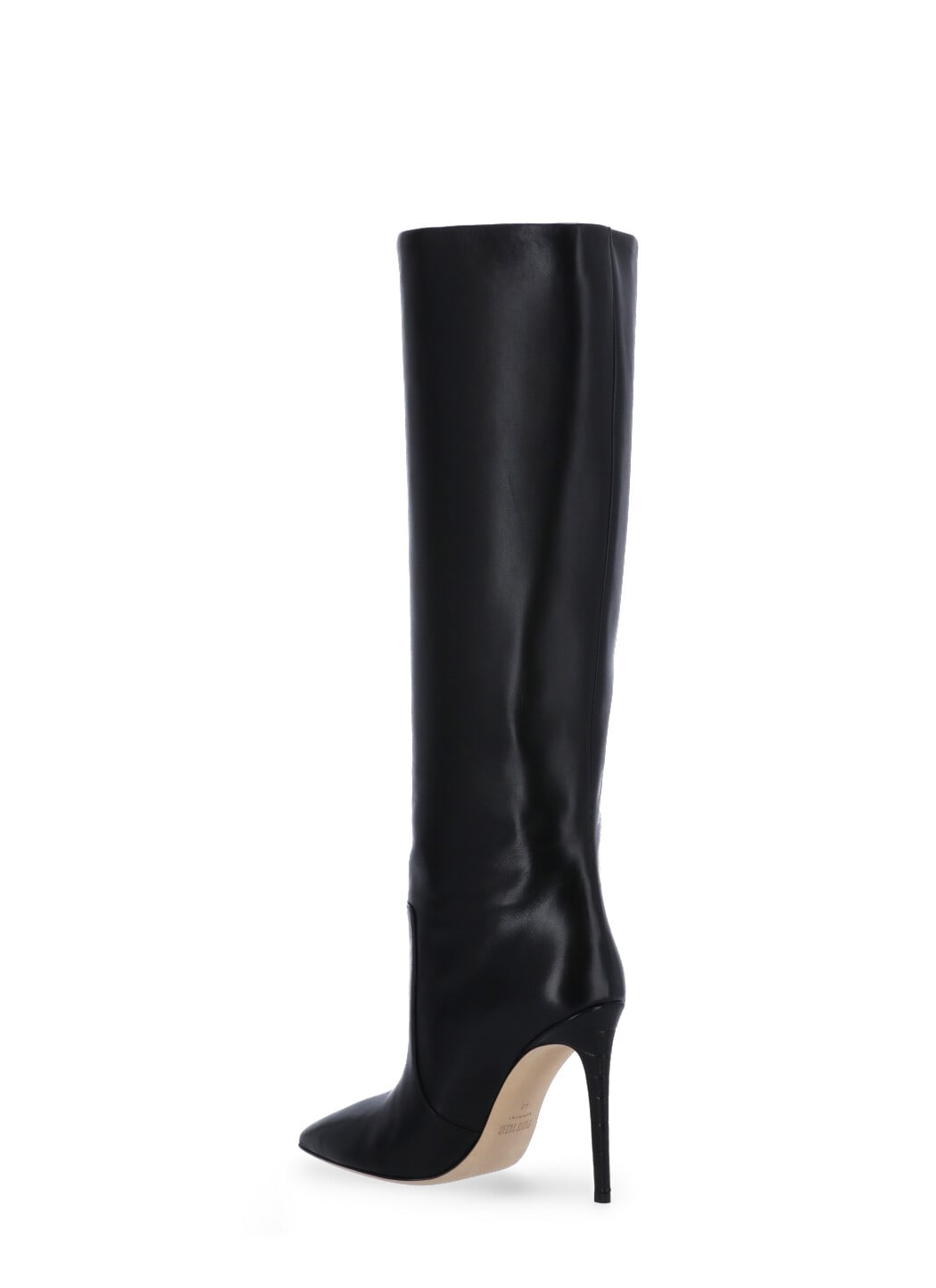 Paris Texas Arrow Toe Stiletto Boots In Black Leather In Black