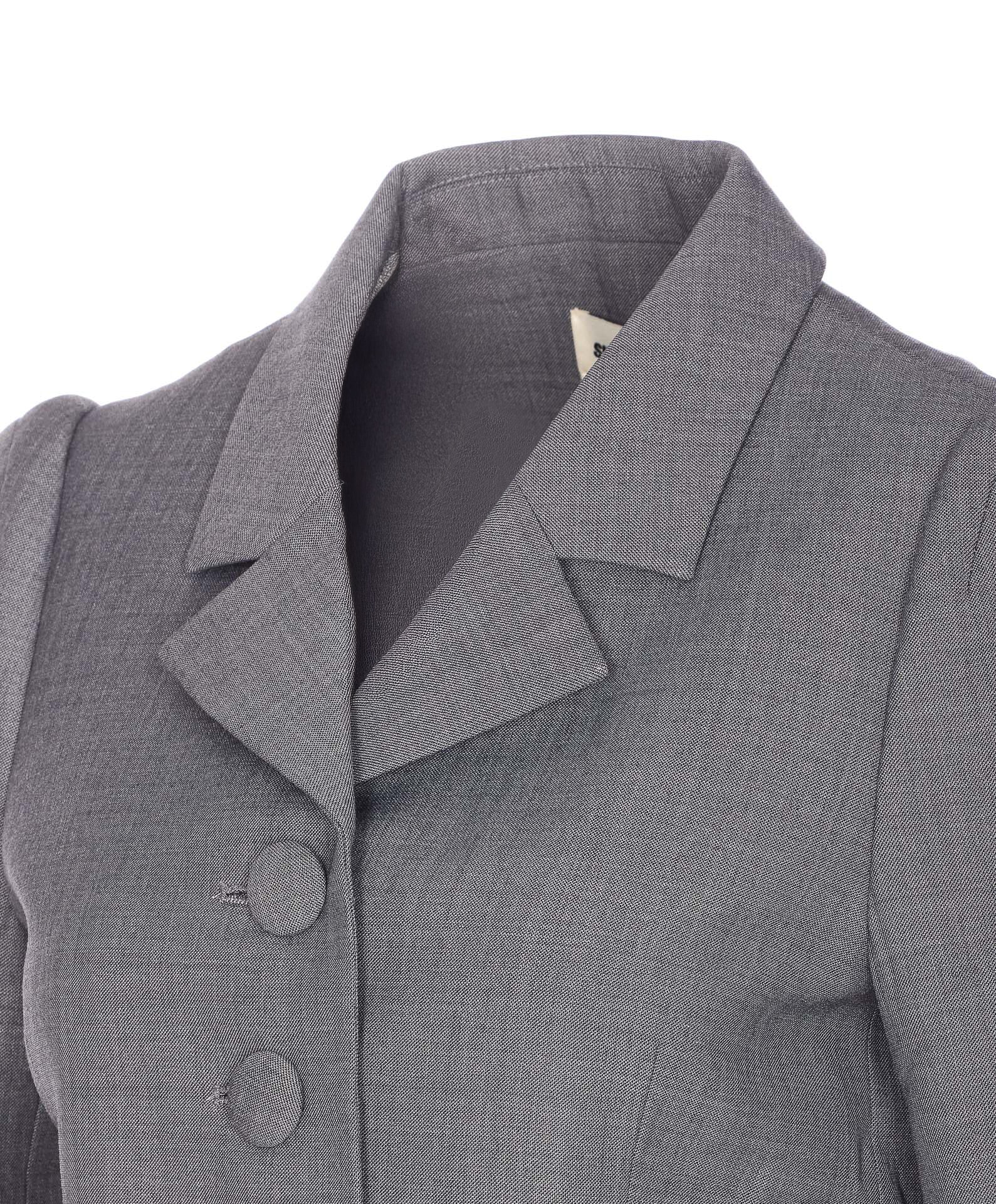 Shushu-tong Grey Jacket With Notched Revers And V Neck In Wool Blend Woman In Gray